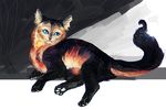  2016 ambiguous_gender black_fur blue_eyes cat digital_media_(artwork) digital_painting_(artwork) feline fur lying mammal on_side paws pennawings solo 