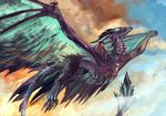  2015 ambiguous_gender blue_eyes day digital_media_(artwork) dragon duo flying horn membranous_wings outside pennawings scales wings wyvern 