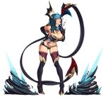  bare_shoulders black_gloves black_legwear blood blue_eyes blue_hair boots breasts cleavage demon_girl demon_tail demon_wings elbow_gloves evelynn full_body gloves hand_on_hip high_heels horns large_breasts league_of_legends lips looking_at_viewer midriff naughty_face navel nikita_varb smile solo spikes tail tattoo thigh_boots thighhighs tongue transparent_background very_long_tail wings 