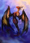  2017 claws digital_media_(artwork) digital_painting_(artwork) dragon horn membranous_wings pennawings scalie western_dragon wings yellow_eyes 