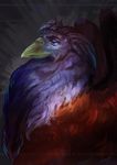  2016 anthro avian beak bird blue_eyes digital_media_(artwork) feathered_wings feathers pennawings solo wings yellow_beak 