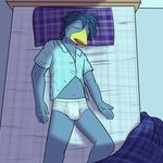  avian beak bed briefs bulge clothing fuze josh_oliver male sleeping texnatsu tighty_whities underwear white_underwear 