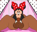  2018 angelauxes animated anthro balls bed big_balls black_eyes black_skin bow_tie brown_penis brown_skin disney eyelashes face_fucking faceless_male female hairy_balls huge_balls human lying male male/female mammal minnie_mouse on_back on_bed oral penis sex 