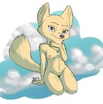  2018 anthro blue_eyes breasts canine disney female fox jewelry kneeling looking_at_viewer mammal navel necklace nipples nude signature sky skye_(zootopia) solo tggeko zootopia 