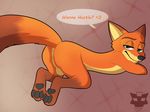  anthro anus balls battouga-sharingan butt canine disney fox looking_at_viewer male mammal nick_wilde nude pawpads paws presenting smile solo text zootopia 