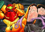  5_toes feet female foot_fetish foot_focus human mammal mechanical_tentacles metroid nintendo not_furry quintonquill samus_aran soles tentacle_monster tentacles tickling toes video_games 