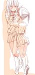  blush height_difference imminent_kiss long_hair multiple_girls nagisa_honoka original panties pleated_skirt ribbon school_uniform shirt shoes skirt sweater_vest trembling underwear uwabaki wall_slam white_shirt yuri 