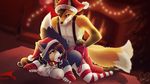  2018 anthro anthro_on_anthro breasts canine christmas collar digital_media_(artwork) duo eipril female holidays leash looking_back male male/female mammal nipples sex 
