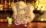  2018 anthro bar beverage big_breasts bikini breasts canine clothing cocker_spaniel digital_drawing_(artwork) digital_media_(artwork) dog fan_character female fur invalid_color mammal rainbow_pyrite smile swimsuit water wet 