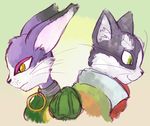  .hack cat clothed clothing feline female fur green_eyes log_horizon male mammal mia_(.hack) multicolored_fur nyanta purple_fur simple_background two_tone_fur whiskers white_fur yellow_eyes 