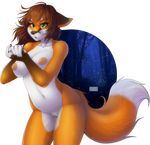  anthro breasts brown_hair canine claws collaboration dipstick_tail ears_back eyelashes female fox gizmo0sue hair mammal multicolored_tail navel nipples nude open_mouth puivei pussy red_fox solo standing white_belly 