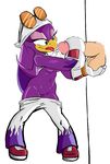  anthro avian balls bandanna bird breasts clothing cum edit eyelashes eyewear feathers female footwear glasses glory_hole male navel pants penis purple_feathers pussy shoes sonic_(series) sonic_riders swallow_(bird) tongue unknown_artist wave_the_swallow 