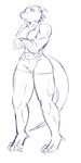  2018 abs anthro biceps big_breasts breasts butt claws clothed clothing crop_top crossed_arms cybernetics cyborg digital_media_(artwork) digitigrade facial_piercing female fully_clothed furgonomics furry-specific_piercing gaias-pitch-black-reborn-crow hand_wraps hi_res horn looking_back machine midriff muscular muscular_female muzzle_piercing navel nose_piercing piercing reptile scalie shirt shorts simple_background sketch solo standing thick_thighs trenco viktoria_(beyxer) white_background wide_hips wraps wrist_wraps 