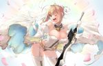  aestus_estus blonde_hair bodysuit breasts bridal_veil chain detached_sleeves fate/extra fate/extra_ccc fate/grand_order fate_(series) full-length_zipper gloves green_eyes hair_intakes large_breasts leotard lock magister_(medical_whiskey) nero_claudius_(bride)_(fate) nero_claudius_(fate)_(all) one_eye_closed open_mouth padlock solo strapless strapless_leotard thighhighs veil white_bodysuit white_gloves white_leotard white_sleeves zipper zipper_pull_tab 