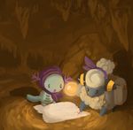  drawfag fushigi_no_dungeon gen_2_pokemon map mareep no_humans pokemon pokemon_(creature) pokemon_(game) pokemon_fushigi_no_dungeon saddlebags scarf shadow stalactite wooper 