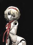  alice_margatroid ashitano_kirin black_background blonde_hair doll doll_joints hairband highres mannequin no_humans red_hairband red_neckwear short_hair touhou 