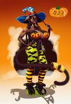  anthro big_breasts breasts clothed clothing copycatz_(artist) feline female halloween hat holidays magic_wand mammal smile solo standing tight_clothing voluptuous wide_hips 