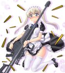  anti-materiel_rifle barrett_m82 black_footwear blonde_hair blue_eyes blush cartridge character_request commentary_request eyebrows_visible_through_hair full_body gun hase_yu little_armory long_hair looking_at_viewer maid maid_headdress puffy_short_sleeves puffy_sleeves rifle shoes short_sleeves simple_background smile sniper_rifle solo teruyazu_maria thighhighs twintails weapon white_background white_legwear wrist_cuffs 