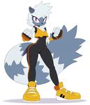  2018 absurd_res anthro black_nose chest_tuft clothed clothing female hi_res lemur looking_at_viewer mammal navel primate purple_eyes simple_background smile solo sonic_(series) sssonic2 tangle_the_lemur tuft white_background 