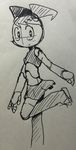  1girl belly black_eyes closed_mouth eyebrows jennifer_wakeman my_life_as_a_teenage_robot nickelodeon no_humans robot robot_girl sketch skirt solo twintails 