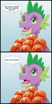  anthro dialogue dragon dragon_ball english_text friendship_is_magic green_eyes humor male my_little_pony pun solo spike_(mlp) text zephyrus_orgy 