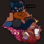  0 0r0ch1 :3 anthro bandage barefoot big_breasts big_butt black_background blush boots breasts butt cat claws clothed clothing duo equine facesitting fangs feet feline female footwear handwraps hoodie horse humanoid_hands lagomorph logo mae_(nitw) male mammal moon musical_note night_in_the_woods notched_ear null_symbol open_mouth pants pawpads paws rabbit rear_view red_alert_(character) sharp_teeth shirt simple_background slightly_chubby smile surprise symbol t-shirt teeth thick_thighs tight_clothing tongue topless undressing whiskers wide_hips 