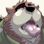  anal anal_penetration animated anthro ashigara bear belly bent_over big_belly big_butt blush bottomless brown_fur butt butt_grab chest_tuft chubby_cheeks clothed clothing drooling duo eyewear faceless_male fangs footwear from_behind_position fur glasses hand_on_butt inner_ear_fluff jacket love_handles lube male male/male male_focus mammal obese open_mouth overweight overweight_male partially_clothed penetration penis precum saliva sex simple_background solo_focus standing standing_position sweat thick_penis tokyo_afterschool_summoners tongue tongue_out tuft unc_p vein veiny_penis volos white_background 