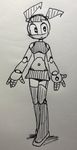  1girl belly black_eyes jennifer_wakeman my_life_as_a_teenage_robot nickelodeon no_humans robot robot_girl sketch skirt solo twintails 