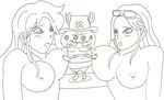  1boy 2girls aeolus age_difference areolae breast_feeding breast_sucking breasts breasts_outside cleavage hetero multiple_girls nami_(one_piece) nico_robin one_piece smile tony_tony_chopper 