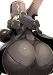  ass back commentary_request darling_in_the_franxx from_behind genista_(darling_in_the_franxx) highres huge_ass humanoid_robot jetpack looking_at_viewer looking_back mecha nuezou solo white_background wide_hips 