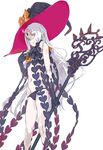  abigail_williams_(fate/grand_order) black_gloves fate/grand_order fate_(series) gloves groin haimura_kiyotaka hat holding keyhole long_hair looking_at_viewer navel pale_skin purple_eyes revealing_clothes solo very_long_hair white_hair witch_hat 