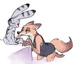  blush disney jack_savage lagomorph licking male male/male mammal nick_wilde nobby_(artist) nude oral penis penis_lick rabbit sex smile tongue tongue_out zootopia 