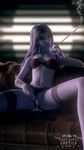  3d arm_tattoo bra breasts creampie lingerie nail_polish overwatch purple purple_hair smoking vgerotica widowmaker_(overwatch) 