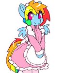  2018 animated anthro clothing clothing_lift equine female flashing friendship_is_magic hair looking_at_viewer maid_uniform mammal multicolored_hair my_little_pony pegasus rainbow_dash_(mlp) rainbow_hair simple_background skirt skirt_lift smile solo tolsticot underwear uniform white_background wings 