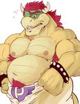  2017 5_fingers anthro armpit_hair belly biceps body_hair bowser bracelet bulge claws clothed clothing hair happy_trail horn jewelry koopa male mario_bros musclegut muscular muscular_male navel nintendo nipples open_pants pants pecs pubes purple_underwear red_eyes red_hair scales scalie shobo simple_background slightly_chubby solo spiked_armlet sweat teeth topless torn_clothing torn_pants underwear video_games white_background yellow_scales 