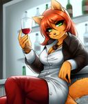  2018 5_fingers abluedeer anthro breasts cat digital_media_(artwork) eyelashes feline female green_eyes hair mammal orange_hair smile solo 