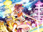  bang_dream! blue_eyes blush brown_hair dress drums long_hair music ponytail smile yamabuki_saaya 