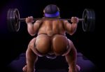  2018 4_toes 5_fingers anthro anus back_muscles backwards_hat balls bent_over biceps black_background brown_bear brown_fur brown_hair butt clothing crouching digitigrade exercise fur hair jockstrap killianwalker male mammal mostly_nude muscular muscular_male muscular_thighs short_tail simple_background solo standing tight_underwear toes underwear ursine weightlifting workout 