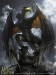  88grzes black_scales detailed_background digital_media_(artwork) dragon duo knight membranous_wings open_mouth scales wings wyvern 