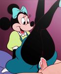  anal anal_penetration anthro black_fur butt disney female fur hair_ribbon human human_on_anthro interspecies inusen male male/female mammal minnie_mouse mouse penetration pussy ribbons rodent 