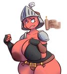  alpha_channel anthro armor big_breasts breasts clothing dorian-bc english_text female helmet huge_breasts lizard nipples red_knight_(sirphilliam) reptile scalie simple_background solo text thick_thighs transparent_background wide_hips 