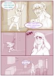  2018 angry anthro barefoot child clothing comic crying dulce_(character) english_text female lagomorph mammal mature_female monochrome mr.pink pink_theme rabbit sad tears text young 