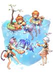  angel animal_ears barefoot blue_eyes blue_hair blush brown_eyes brown_hair cat_ears cat_tail catboy demon_boy demon_tail demon_wings dog_ears dog_tail dogboy eyebrows full_body geetgeet horns ledo_vassar luke_venus male_focus mini_wings multiple_boys open_mouth partially_submerged pointy_ears pop-up_story purple_eyes selim_spark silver_hair smile soaking_feet standing submerged swimming tail water white_background wings yuuri_lessen ziz_glover 