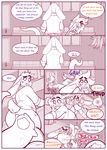  2018 anthro broom butt child clothing comic dulce_(character) english_text female goo_creature hi_res lagomorph looking_down mammal mature_female monochrome mr.pink pink_theme pwink rabbit surprise text young 