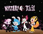  &lt;3 anthro arthur_(mystery_skulls) blue_hair clothed clothing daniel_lawhead eyewear female glasses group hair laugh lewis_the_skeleton male melody_(true_tail) mystery_(mystery_skulls) mystery_skulls night_sky pink_hair red_hair star true_tail viktor_(true_tail) vivi_(mystery_skulls) 