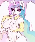  2018 animated anthro armwear clothing elbow_gloves equine female friendship_is_magic gloves hair horn long_hair looking_at_viewer mammal multicolored_hair my_little_pony nipple_bulge princess_celestia_(mlp) solo tolsticot winged_unicorn wings 