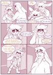  2018 angry anthro child clothing comic crying dulce_(character) english_text female lagomorph mammal mature_female monochrome mr.pink pink_theme rabbit surprise tears text young 