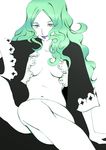  1girl bedroom black black_clothes black_kimono breasts demon demon_girl female green_hair japan japan_clothes kimono legs lips long_hair looking_at_viewer nude original pose queen solo suzume vampire vampire_girl woman 