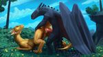  anthro anus blue_eyes butt cum cum_in_pussy cum_inside digital_media_(artwork) dragon dreamworks erection female forest from_behind_position grass holding_(disambiguation) horn how_to_train_your_dragon male male/female membranous_wings night_fury outside penetration penis pussy scales scalie scavy sex sky spikes tree vaginal wings 