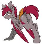  anus avian balls blush butt cutie_mark equine feathered_wings feathers feral gryphon hybrid looking_back male mammal my_little_pony pegasus ralekarts solo standing wings 
